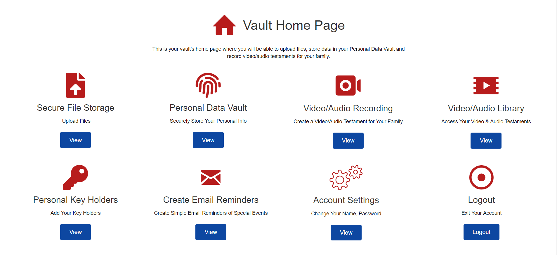 Vault Home Page– SafeVault.io